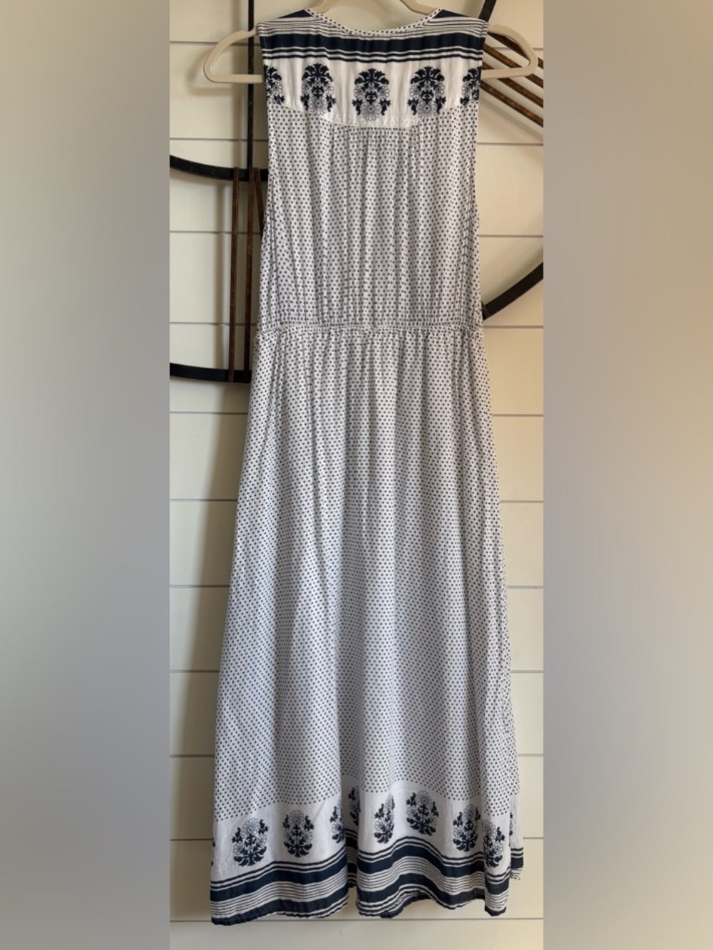 Lucky Brand Peasant-Style Polka-Dot Dress w Decorative Border & Elastic Waist(S) - Picture 11 of 15